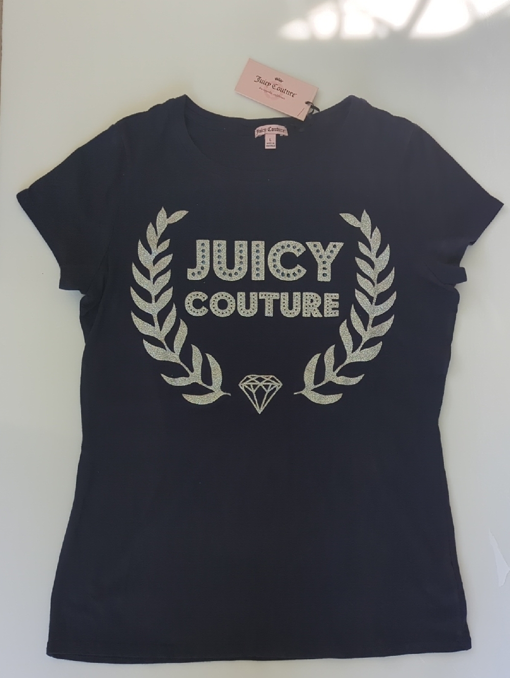 Juicy Couture Navy Tee with Silver Sparkle Crest
